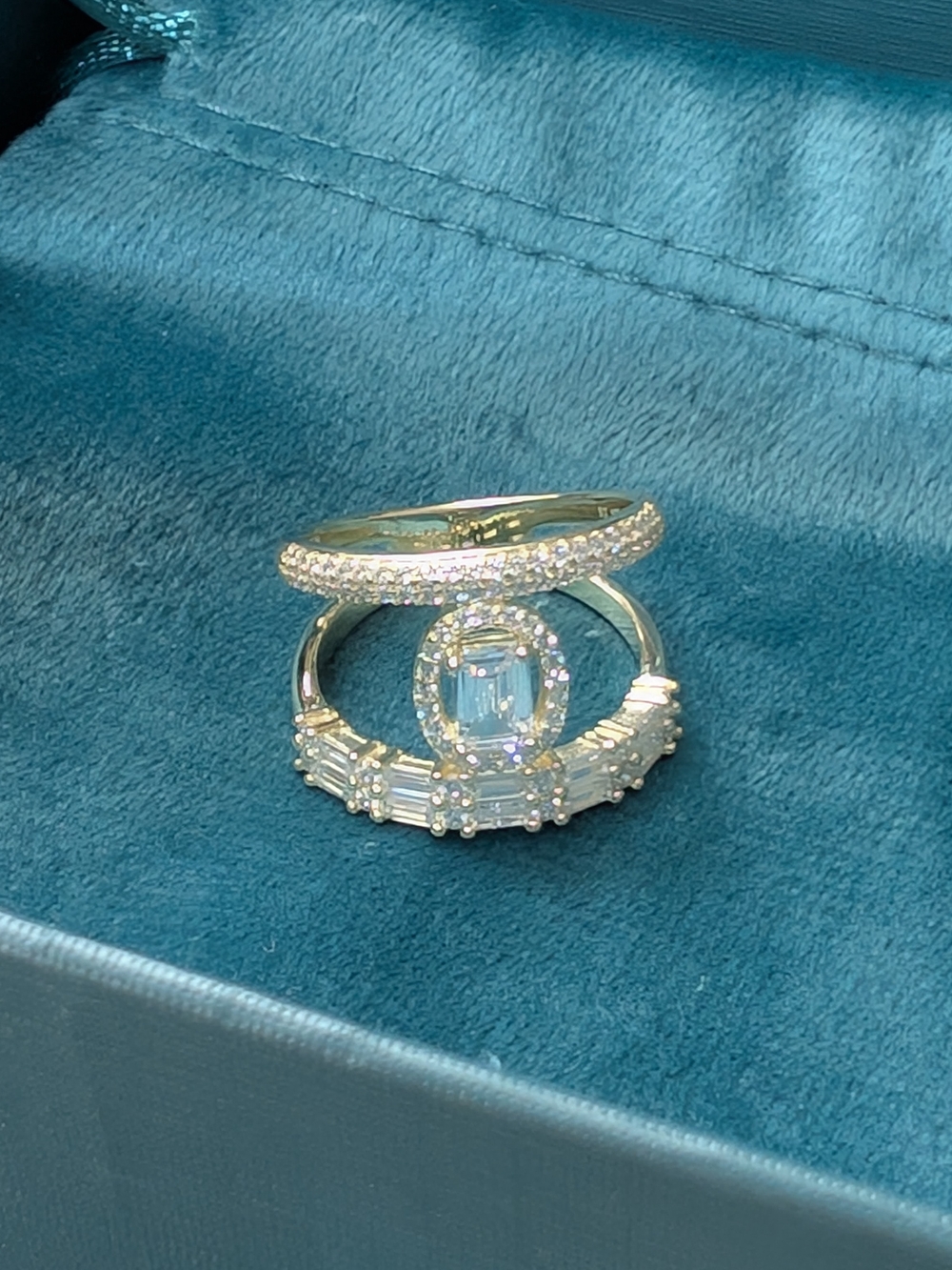 Gold Vermeil Cubic Zirconia Combination Ring - Size 8